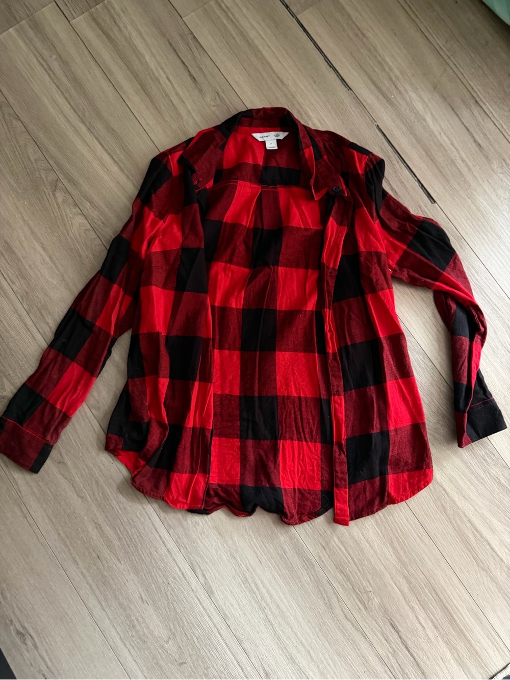 Old Navy Red and Black Buffalo Plaid Button-Down Shirt